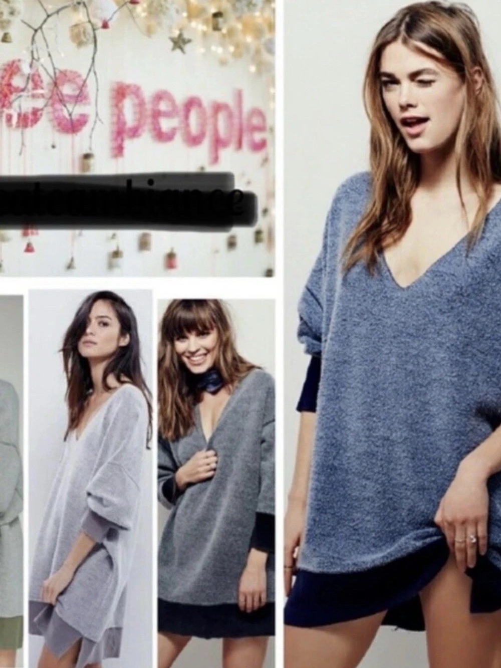 Free People Vtg.RARE All About It Fleece V Neck Oversized Sz S Green Worn ONCE!